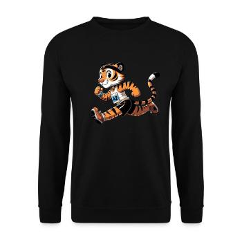 Cute Marathon Runner Tiger - Unisex Pullover - Schwarz - Vorne - Alina (178cm) & Michal (187cm)