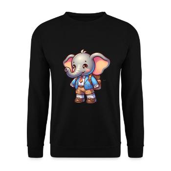 Cute Schoolboy Elephant - Unisex Sweatshirt - black - Front - Alina (178cm) & Michal (187cm)