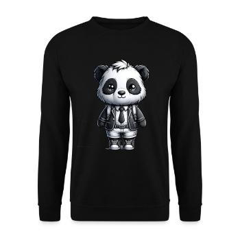Cute Schoolboy Panda - Unisex Sweatshirt - black - Front - Alina (178cm) & Michal (187cm)