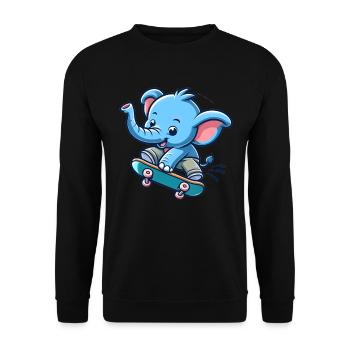 Cute Skater Elephant - Unisex Sweatshirt - black - Front - Alina (178cm) & Michal (187cm)