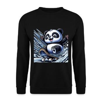 Cute Skater Panda - Unisex Pullover - Schwarz - Vorne - Alina (178cm) & Michal (187cm)