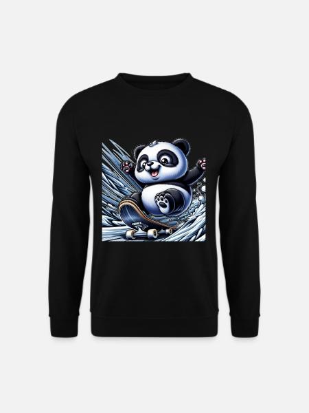 Cute Skater Panda - Unisex Sweatshirt - black