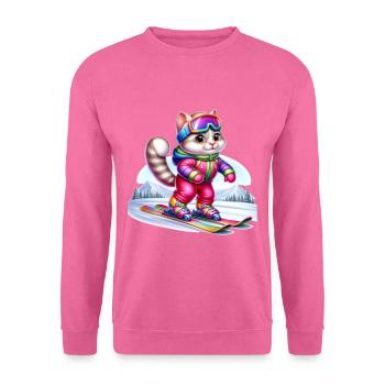 Cute Skier Cat - Unisex Pullover - Pink - Vorne