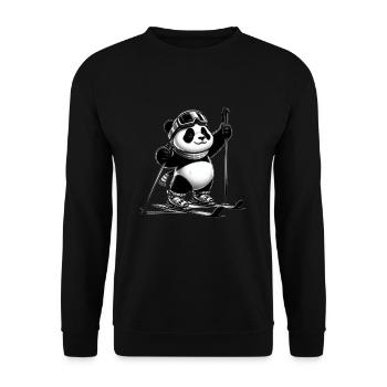 Cute Skier Panda - Unisex Pullover - Schwarz - Vorne - Alina (178cm) & Michal (187cm)