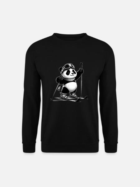 Cute Skier Panda - Unisex Sweatshirt - black