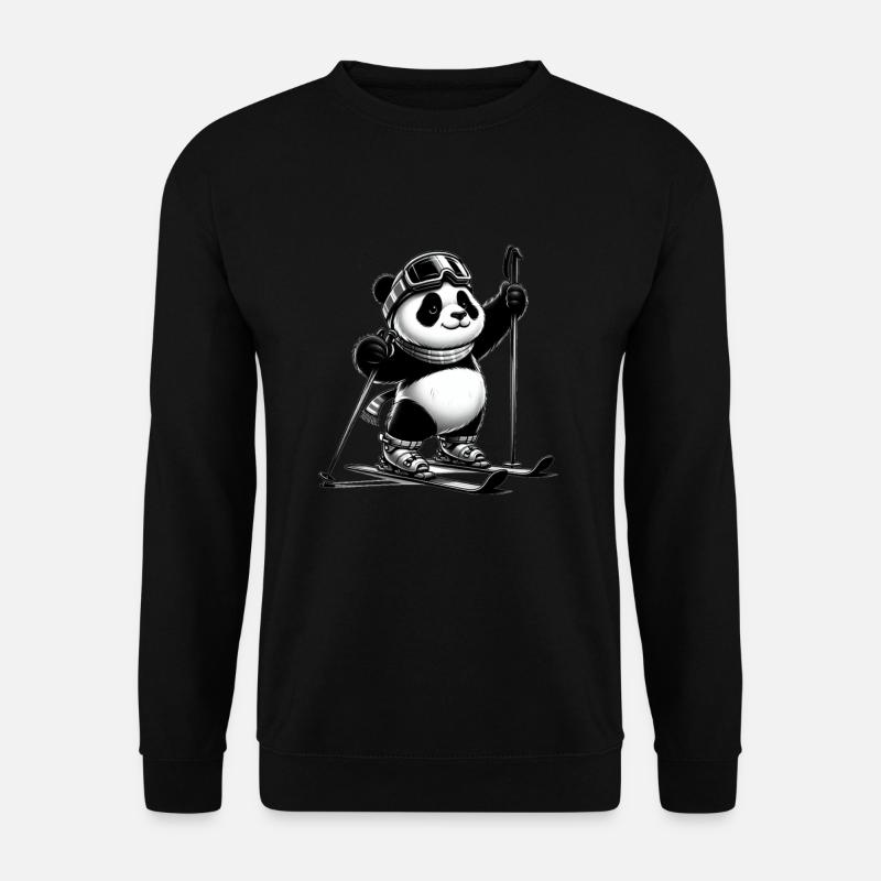 Cute Skier Panda - Unisex Sweatshirt - black
