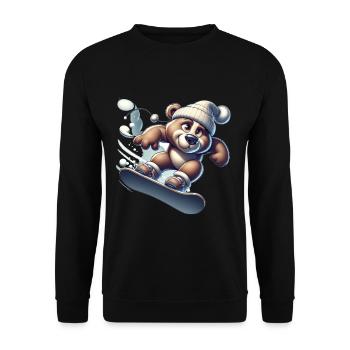 Cute Snowboarder Bear - Unisex Pullover - Schwarz - Vorne - Alina (178cm) & Michal (187cm)