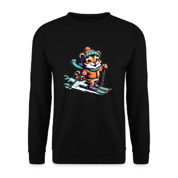 Tigre skieur mignon - Sweat-shirt Unisexe - noir - Devant - Alina (178cm) & Michal (187cm)