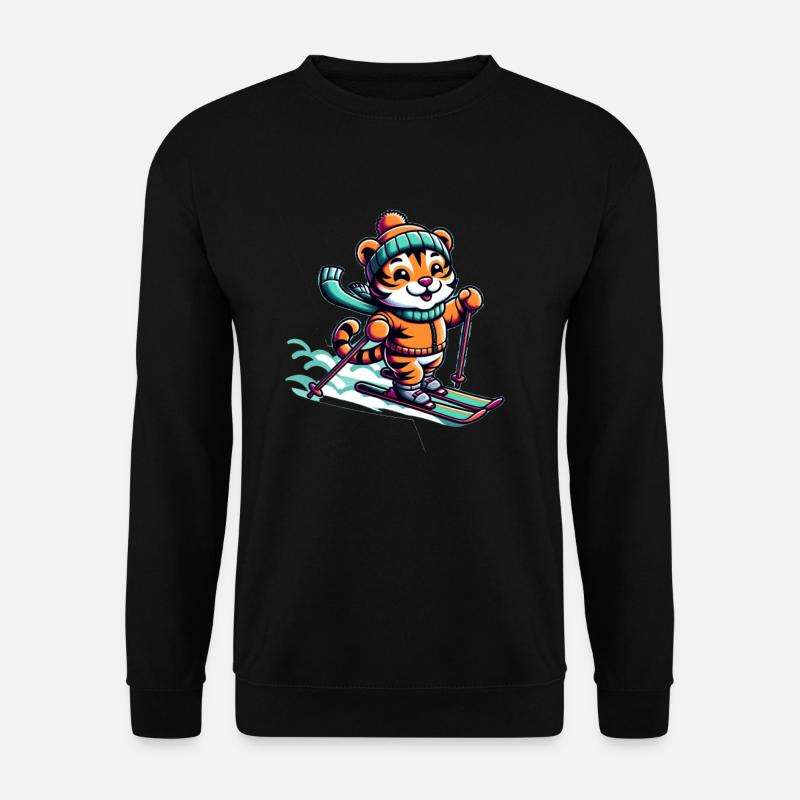 Cute Skier Tiger - Unisex Sweatshirt - black