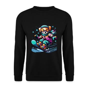 Cute Snowboarder Dog - Unisex Pullover - Schwarz - Vorne - Alina (178cm) & Michal (187cm)