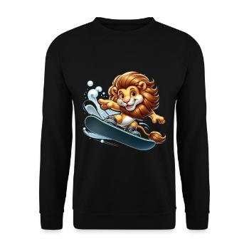Cute Snowboarder Lion - Unisex Sweatshirt - black - Front - Alina (178cm) & Michal (187cm)