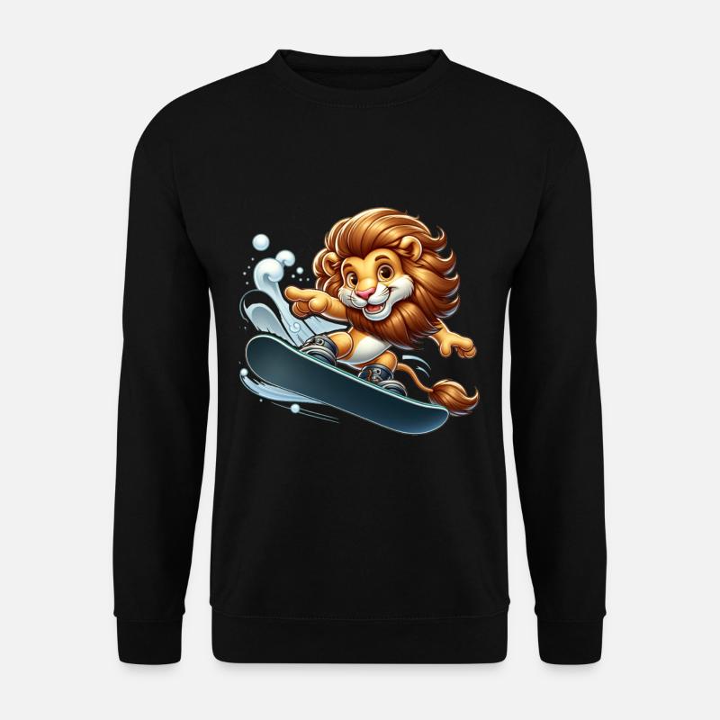 Cute Snowboarder Lion - Unisex Pullover - Schwarz
