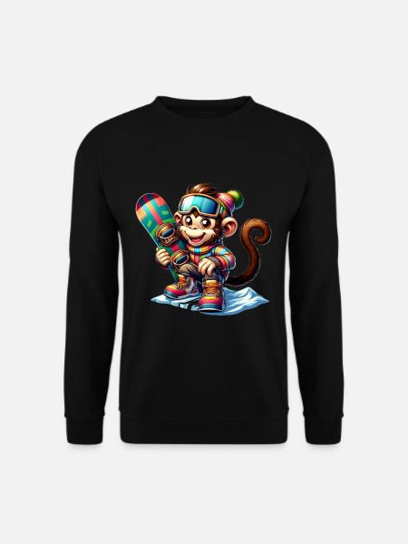 Cute Snowboarder Monkey - Unisex Pullover - Schwarz