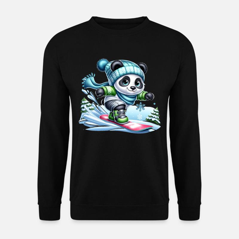 Cute Snowboarder Panda - Unisex Pullover - Schwarz