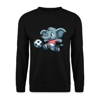 Cute Soccer Player Elephant - Unisex Sweatshirt - black - Front - Alina (178cm) & Michal (187cm)