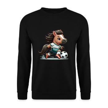 Cute Soccer Player Horse - Unisex Pullover - Schwarz - Vorne - Alina (178cm) & Michal (187cm)