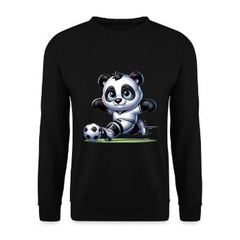 Cute Soccer Player Panda - Unisex Pullover - Schwarz - Vorne - Alina (178cm) & Michal (187cm)