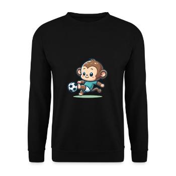 Mignon joueur de football singe - Sweat-shirt Unisexe - noir - Devant - Alina (178cm) & Michal (187cm)