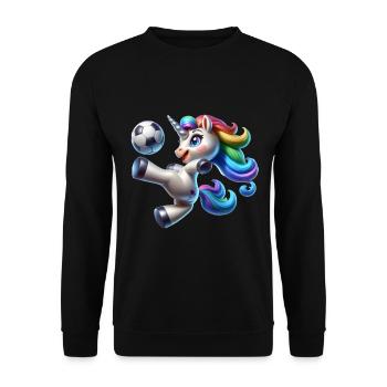Cute Soccer Player Unicorn - Unisex Sweatshirt - black - Front - Alina (178cm) & Michal (187cm)