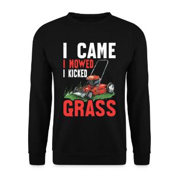 I Came I Mowed I Kicked Grass - Unisex Sweatshirt - black - Front - Alina (178cm) & Michal (187cm)