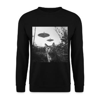 Cat Selfie with UFO Weird 50s Photo 2 - Unisex Sweatshirt - black - Front - Alina (178cm) & Michal (187cm)