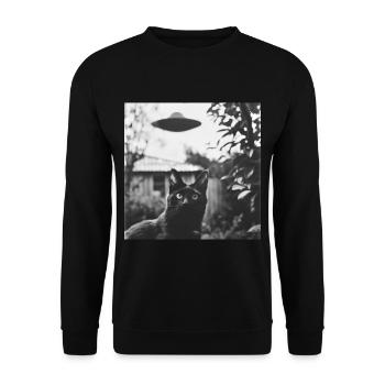 Cat Selfie with UFO Weird 50s Photo 3 - Unisex Sweatshirt - black - Front - Alina (178cm) & Michal (187cm)