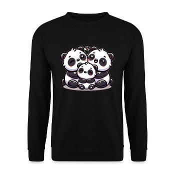 Panda Family Mother And Father With One Child - Unisex Sweatshirt - black - Front - Alina (178cm) & Michal (187cm)
