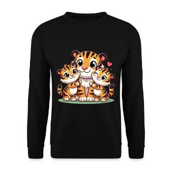 Parent tigre aimant avec deux enfants mignons - Sweat-shirt Unisexe - noir - Devant - Alina (178cm) & Michal (187cm)