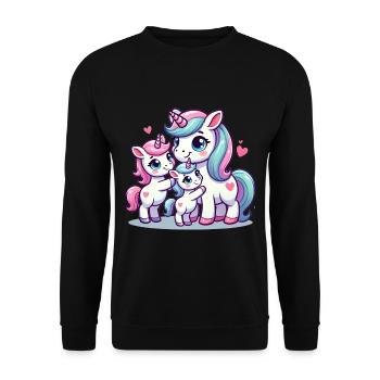 Parent licorne aimant avec deux enfants mignons - Sweat-shirt Unisexe - noir - Devant - Alina (178cm) & Michal (187cm)