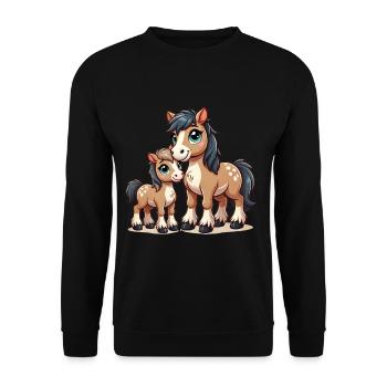 Loving Horse Parent with Child - Unisex Sweatshirt - black - Front - Alina (178cm) & Michal (187cm)