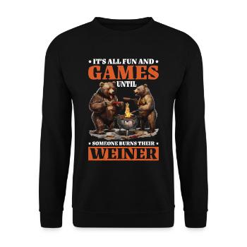 It's All Fun Until Someone Burns Their Weiner 2 - Unisex Pullover - Schwarz - Vorne - Alina (178cm) & Michal (187cm)