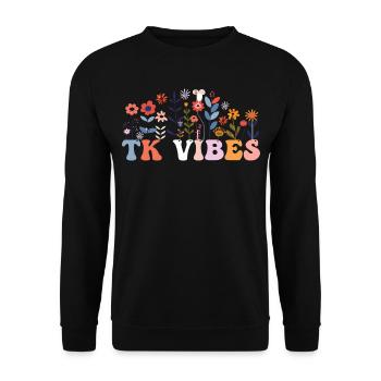 TK Vibes Wildflower Retro Teacher Daisy Kid - Sweat-shirt Unisexe - noir - Devant - Alina (178cm) & Michal (187cm)