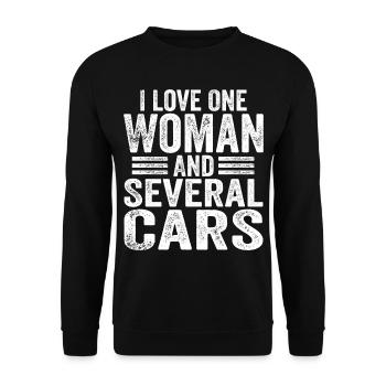 I Love One Woman And Several Cars Funny Mechanic - Unisex Sweatshirt - black - Front - Alina (178cm) & Michal (187cm)