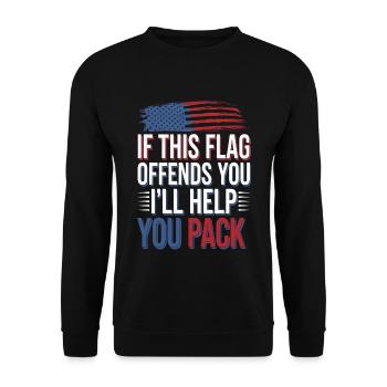 If This Flag Offends You I'll Help You Pack - Unisex Pullover - Schwarz - Vorne - Alina (178cm) & Michal (187cm)