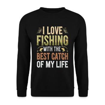 I Love Fishing With The Best Catch Of My Life - Unisex Pullover - Schwarz - Vorne - Alina (178cm) & Michal (187cm)