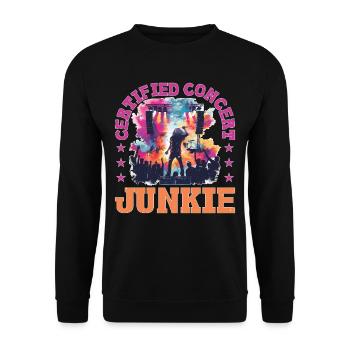 Certified Concert Junkie 12 - Unisex Pullover - Schwarz - Vorne - Alina (178cm) & Michal (187cm)