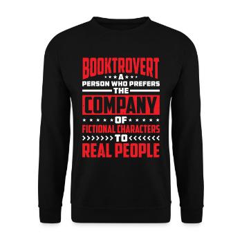 Booktrovert Definition Description 31 - Unisex Pullover - Schwarz - Vorne - Alina (178cm) & Michal (187cm)