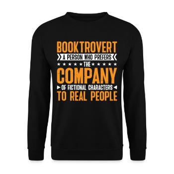 Booktrovert Definition Description 32 - Unisex Pullover - Schwarz - Vorne - Alina (178cm) & Michal (187cm)