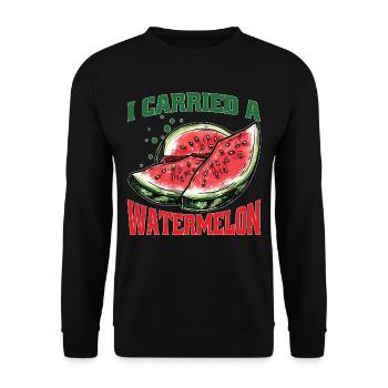 I Carried A Watermelon 35 - Unisex Pullover - Schwarz - Vorne - Alina (178cm) & Michal (187cm)