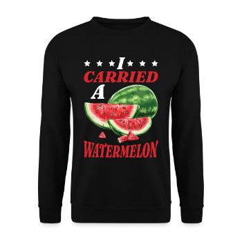 I Carried A Watermelon 36 - Unisex Pullover - Schwarz - Vorne - Alina (178cm) & Michal (187cm)