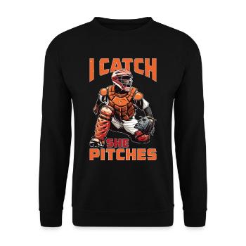 I Catch She Pitches - Unisex Pullover - Schwarz - Vorne - Alina (178cm) & Michal (187cm)