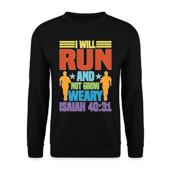 I Will Run And Not Grow Weary Isaiah 40:31 6 - Unisex Pullover - Schwarz - Vorne - Alina (178cm) & Michal (187cm)