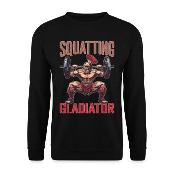 Squatting Gladiator 8 - Unisex Pullover - Schwarz - Vorne - Alina (178cm) & Michal (187cm)
