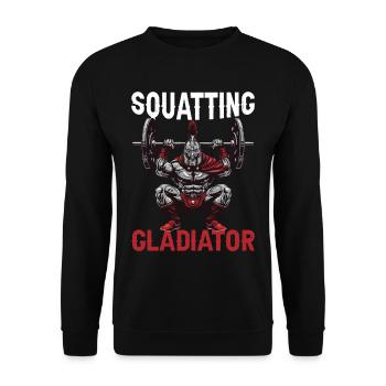 Squatting Gladiator 9 - Unisex Pullover - Schwarz - Vorne - Alina (178cm) & Michal (187cm)