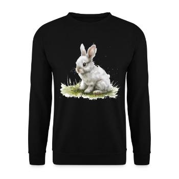 Cute Baby Bunny Watercolor - Unisex Pullover - Schwarz - Vorne - Alina (178cm) & Michal (187cm)