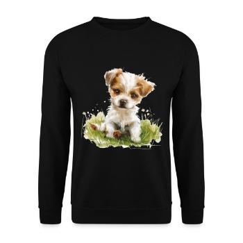 Cute Baby Dog Watercolor - Unisex Pullover - Schwarz - Vorne - Alina (178cm) & Michal (187cm)