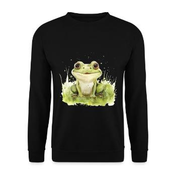 Cute Baby Frog Watercolor - Unisex Pullover - Schwarz - Vorne - Alina (178cm) & Michal (187cm)