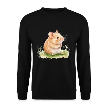 Cute Baby Hamster Watercolor - Unisex Pullover - Schwarz - Vorne - Alina (178cm) & Michal (187cm)