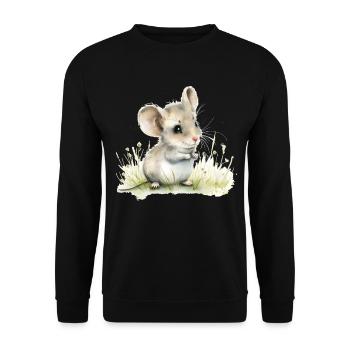 Cute Baby Mouse Watercolor - Unisex Pullover - Schwarz - Vorne - Alina (178cm) & Michal (187cm)