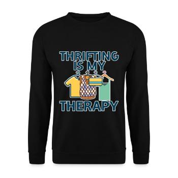 Thrifting Is My Therapy 4 - Unisex Pullover - Schwarz - Vorne - Alina (178cm) & Michal (187cm)